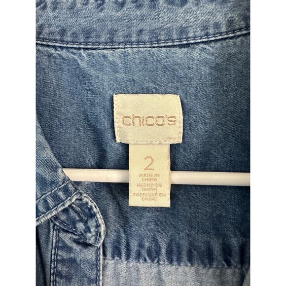 Chico's Blue Button Down Shirt - Picture 5 of 9